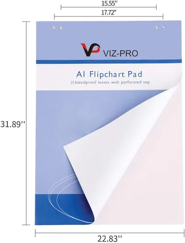 Vista 2 de VIZ-PRO Almohadillas de caballete estándar, bloc de papel A1, 23 x 32 pulgadas, 25 hojas/bloc