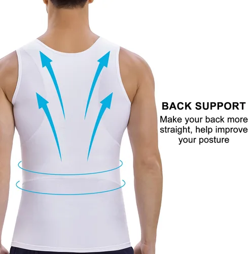 Vista 6 de Lgtfy Mens Gynecomastia Compression Shirts, Slimming Body Shaper Tank Top, Tummy Control Undershirts - Change in Seconds