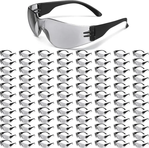 Vista 9 de Yunsailing Paquete de 100 gafas de seguridad a granel a prueba de salpicaduras, gafas de protección ocular resistentes a los arañazos y impactos