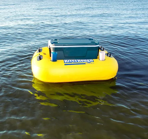 Vista 3 de Flotador inflable de balsa para piscina - 55" - amarillo y negro