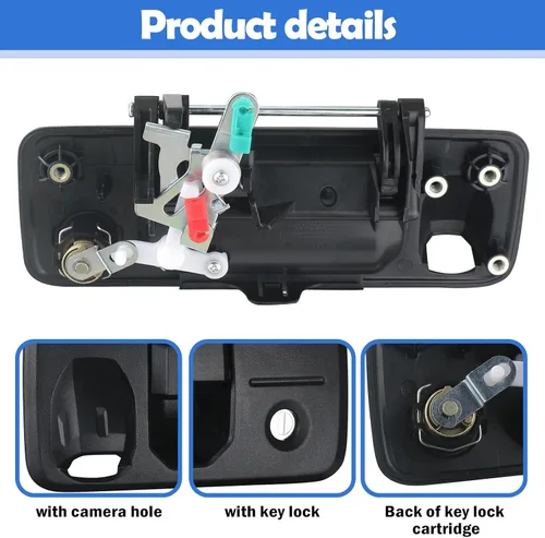 Vista 5 de Osompar Manija de cierre con llave para puerta trasera compatible con Toyota Tundra 2014-2021 Toyota Tacoma 2016-2021 con cámara trasera, textura