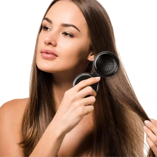 Vista 5 de Paquete de 10 mini cepillos de pelo plegables de viaje con espejo, cepillos Negro