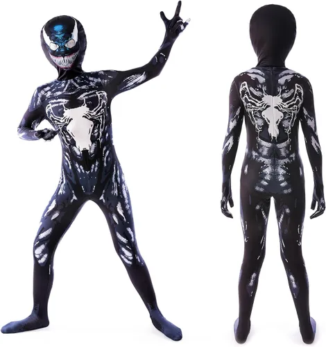 Vista 4 de PUNKSUIT Superhero Costume Kids Spandex Jumpsuit Halloween Cosplay Costumes with LED Mask