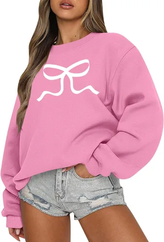 Vista 10 de Sudadera casual de manga larga para mujer, cuello redondo, ajuste holgado, tallas S-3XL