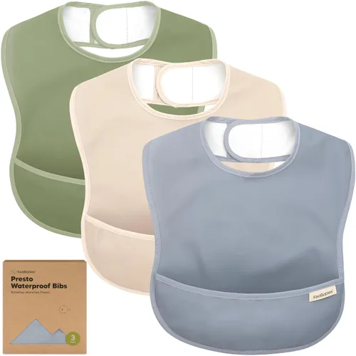 Vista 13 de KeaBabies - Paquete de 3 baberos impermeables para comer, ligeros, básicos