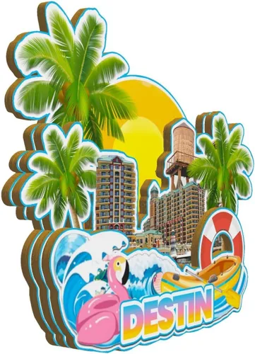 Vista 2 de Destin Florida USA imán de nevera de madera 3D monumentos de viaje coleccionables recuerdos decoración hecha a mano -2693