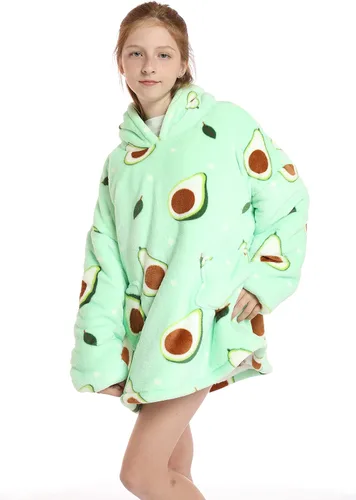 Vista 5 de Manta con capucha para niños y niñas, sudadera de gran tamaño con bolsillos