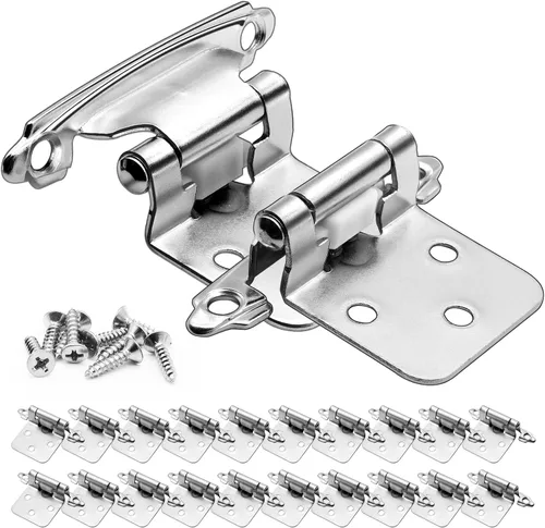 Vista 15 de 12 bisagras negras para puerta de gabinete, bisagras de cierre automático de cocina superpuestas de 1/2 pulgada (6 pares)