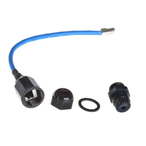 Vista 2 de 2 unids M20 RJ45 impermeable Cat5/5e/6 8P8C conector IP67 Ethernet LAN Cable Conector doble cabeza con escudo Cat6 Cable de red LAN al aire libre