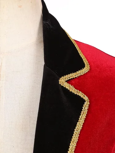 Vista 4 de Sywiyi Ringmaster - Chaqueta de disfraz de Circus Ringleader para mujer, chaqueta de disfraz con borlas en la parte delantera abierta, abrigo