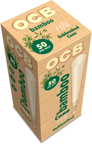 Vista 5 de OCB Conos de papel de liar preenrollados de bambú sin blanquear 1-1/4 (3.307 in) Tamaño - 50 conos