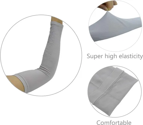 Vista 3 de LiXiongBao 4 pares de mangas de protección solar UV, UPF 50 manga de compresión deportiva refrescante para mujeres, hombres y adolescentes, suave