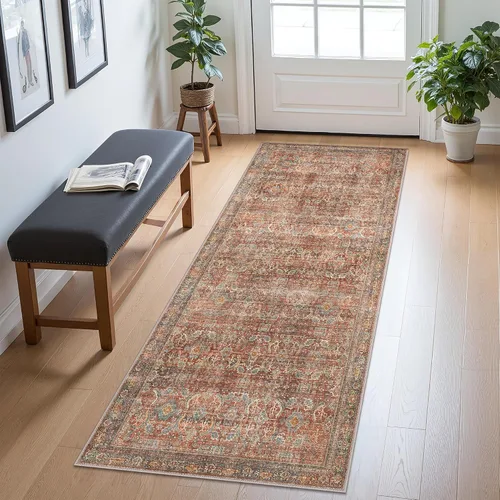 Vista 67 de Bavni Tapetes de 2 x 3 pies, lavable a máquina, clásico, con estampado gastado, ultradelgado, felpilla, decorativo, pelo corto, ligero