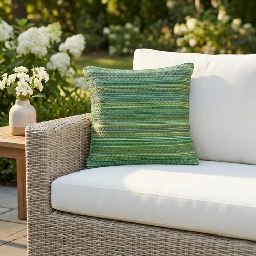 Vista 2 de Fab Habitat Almohada de plástico reciclado prémium para exteriores, impermeable, resistente a la decoloración, a rayas, patio, porche, terraza