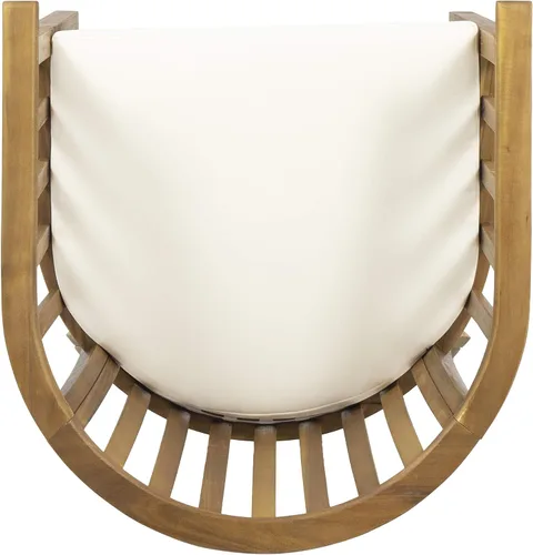 Vista 7 de Great Deal Furniture Nola - Sillas de comedor de madera para exteriores con cojines (juego de 2), acabado crema y teca, (309261)