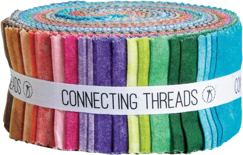 Vista 7 de Connecting Threads Blender Collection - Paquete de 40 tiras de tela de algodón precortadas de 2.5 pulgadas (tono cambray)