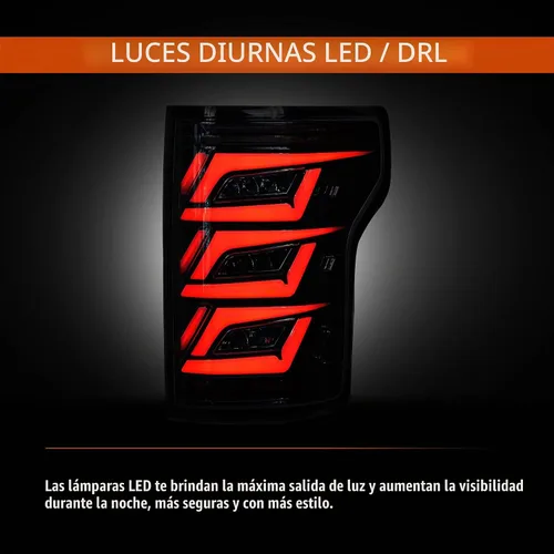 Vista 7 de VLAND Luces Traseras LED Ahumadas Compatibles con [Ford F150 Pickup 2015-2020] con Señales de Giro Rojas, Solo Compatible con las Luces Halógenas