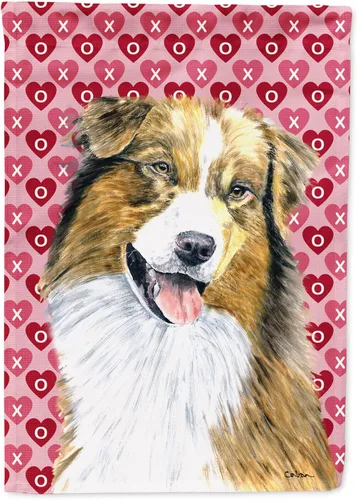 Vista 314 de Caroline's Treasures SS4484GF Bandera de jardín con diseño de bulldog inglés y corazones para el Día de San Valentín, bandera decorativa para patio