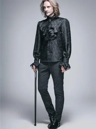 Vista 4 de Devil Fashion Steampunk hombre camisas gótico victoriano Shining esmoquin camisas blusas