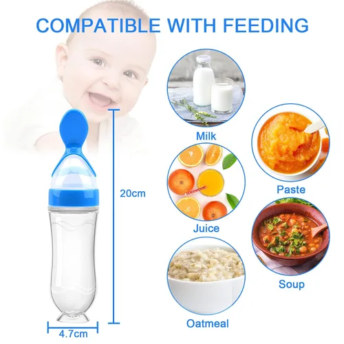 Vista 2 de Comedero de alimentos para bebés (3 piezas) con 6 chupetes de silicona de diferentes tamaños, 2 cucharas dispensadoras de alimentos de silicona