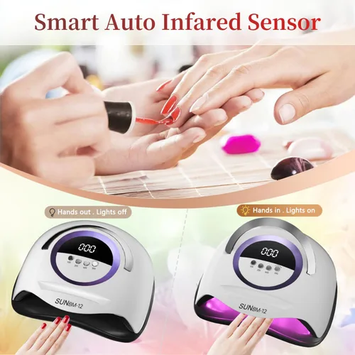 Vista 4 de Lámpara de uñas UV LED con 72 perlas, lámparas de curado de uñas de 300 W para esmalte de gel con sensor automático/4 ajustes de temporizador