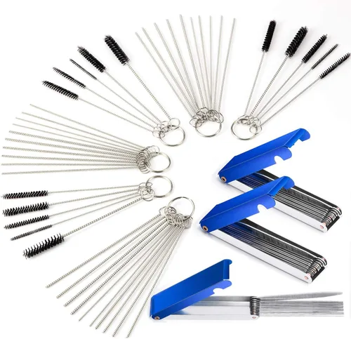 Vista 8 de Carburador Carbon Dirt Jet Remove Cleaner 26 cables de limpieza Herramienta limpiador de punta de antorcha +20 agujas de limpieza +10 cepillos