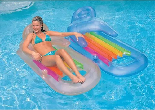 Vista 6 de Intex King Kool Lounge - Tumbona inflable para piscina con reposacabezas (paquete de 3)
