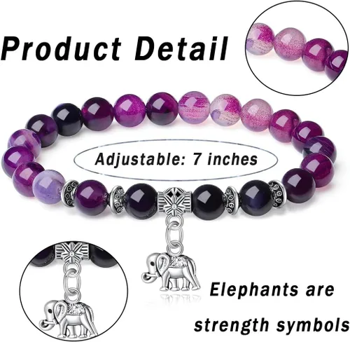 Vista 5 de MAIBAOTA Regalos de elefante para mujer, pulsera de elefante, regalos inspiradores, pulseras de fuerza para mujeres, pulsera de ansiedad, pulseras