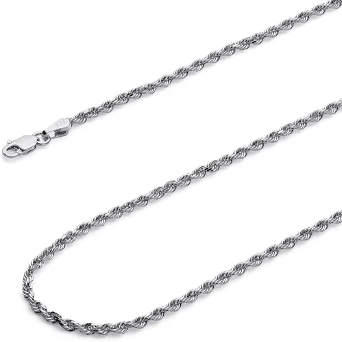 Vista 15 de Collar de cadena de cuerda de corte de diamante de 14 quilates con corte de diamante macizo de 0.157 in, 0.118 in, 0.098 in, 0.079 in, 0.059 in