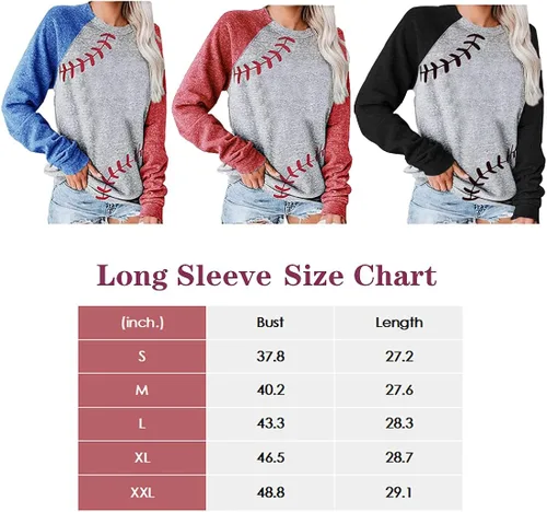 Vista 4 de Camisetas de béisbol para mujer, manga larga, raglán, sudadera casual con cuello redondo