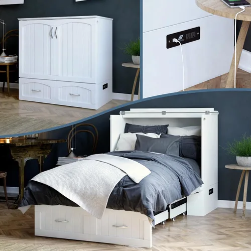 Vista 19 de AFI, Southampton Murphy - Baúl de cama Queen con colchón y cajón de 6 pulgadas, color gris