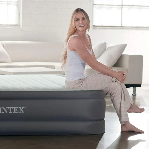 Vista 6 de Intex PremAire I Fiber-Tech - Cama de aire elevada con tecnología Dura Beam para el hogar con bomba eléctrica integrada, tamaño individual