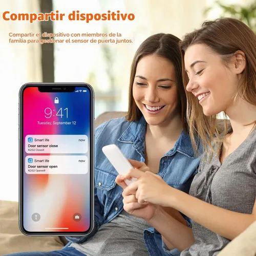 Vista 7 de Sensor de puerta inteligente con alarma inalámbrica, detector de ventana de puerta WiFi con 2 baterías, sensor de contacto de puerta de ventana