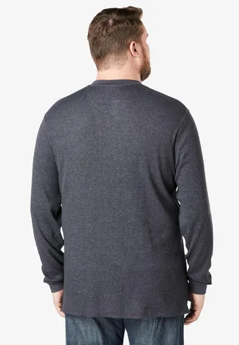 Vista 2 de Kingsize Big & Tall Playera térmica Henley, con tejido tipo waffle.