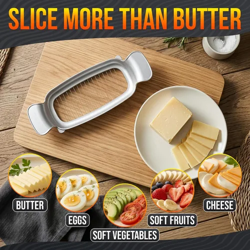 Vista 6 de 2-in-1 Butter Slicer & Butter Cutter, Stainless Steel Wires, 0.25" Slices