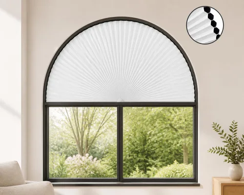 Vista 7 de Persianas opacas con diseño de panal de abeja, sin cables, sin taladro, con aislamiento térmico, protección UV, fáciles de cortar e instalar