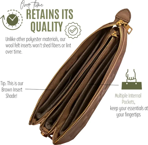 Vista 6 de Divitize Organizador de bolso de alta calidad compatible con el inserto de bolsa Coussin BB/PM/MM, cremallera dorada, ajuste perfecto, fieltro