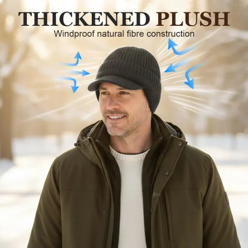 Vista 3 de Gorro de punto elástico cálido con protección para los oídos, unisex, acogedor, gorro de invierno con ala y orejeras para hombres y mujeres