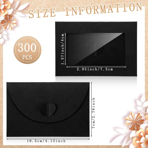 Vista 2 de Uiifan 300 Sobres con Ventana para Tarjetas de Regalo de 4 x 2.8 Pulgadas, Fundas para Tarjetas de Regalo, Mini Sobres con Cierre