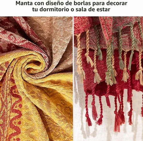 Vista 5 de amorus Boho Sofa Cover, Throw Blankets for Couch (M, 60x75 Inches)