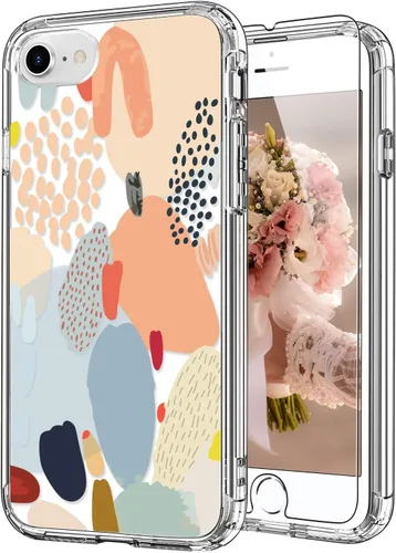 Vista 15 de ICEDIO Funda para iPhone SE 2022/2020, 8, 7 - TPU Transparente, Diseño de Flores Florecientes Coloridas, con Protector de Pantalla para Niñas