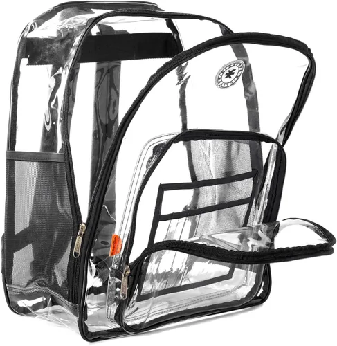 Vista 5 de K-Cliffs Large Transparent Backpack Clear Heavy Duty School Bag Durable Student Bookbag See Through Vinyl Daypack Workbag