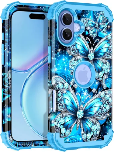 Vista 84 de Miqala Funda para iPhone 12, iPhone 12 Pro, que brilla en la oscuridad, tres capas, resistente a los golpes, protección de plástico duro + funda