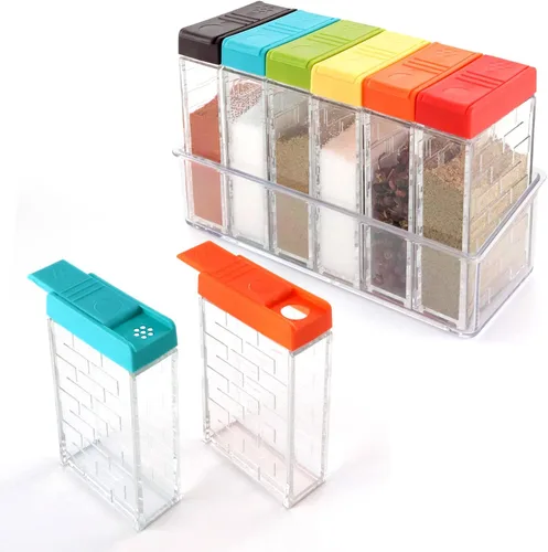 Vista 10 de URALFA Mini salero y pimentero con tapa, coctelero de especias de plástico, para condimentos, recipientes de especias de viaje sin especias