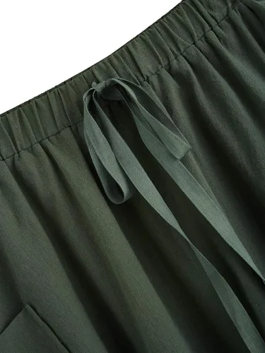 Vista 3 de SweatyRocks Falda midi plisada de cintura alta casual con bolsillo para mujer