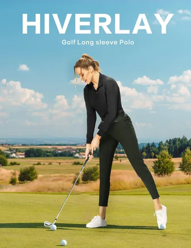 Vista 6 de Hiverlay Polo Shirts for Women Golf Shirts UPF 50+ Long Sleeve Shirt Collared