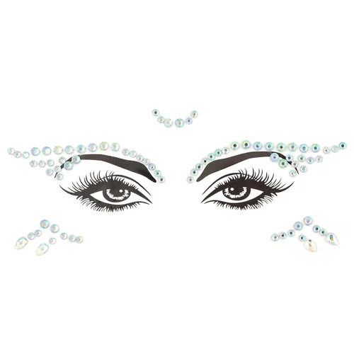 Vista 2 de Gemas faciales para Halloween, maquillaje facial, cosplay, sirena, ángel, hada, alienígena, para pegar, gemas para ojos, diamantes de imitación