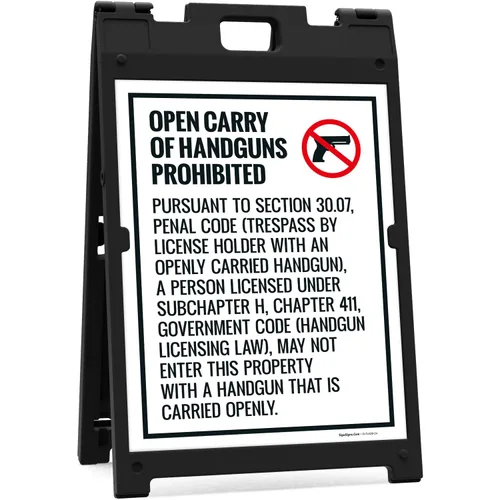 Vista 8 de Open Carry Of Handguns Prohibited Texas Penal Code Section 3007 Kit de letreros para acera, 18 x 24 pulgadas, paneles de repuesto (paquete de 2)