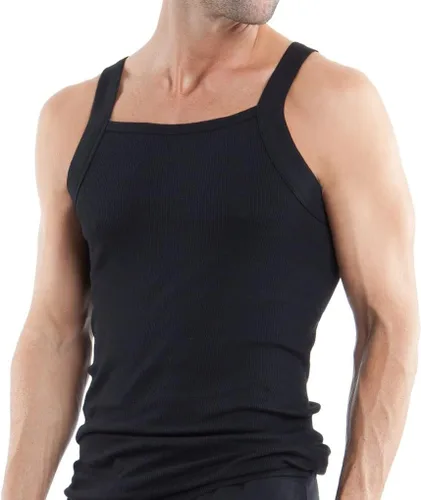 Vista 2 de Papi Paquete de 3 camisetas de algodón con cuello cuadrado para hombre Negro