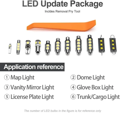 Vista 7 de 12 piezas de kit de luces LED interiores blancas para 2003 2004 2005 2006 2007 2008 Dodge Ram 1500 2500 3500 Luces de mapa, domo, visera, baúl.